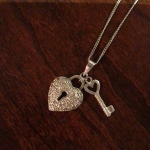 Heart-shaped lock and key necklace